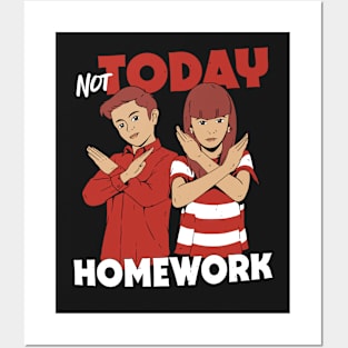Not Today, Homework // Funny Vintage Children's Illustration Posters and Art